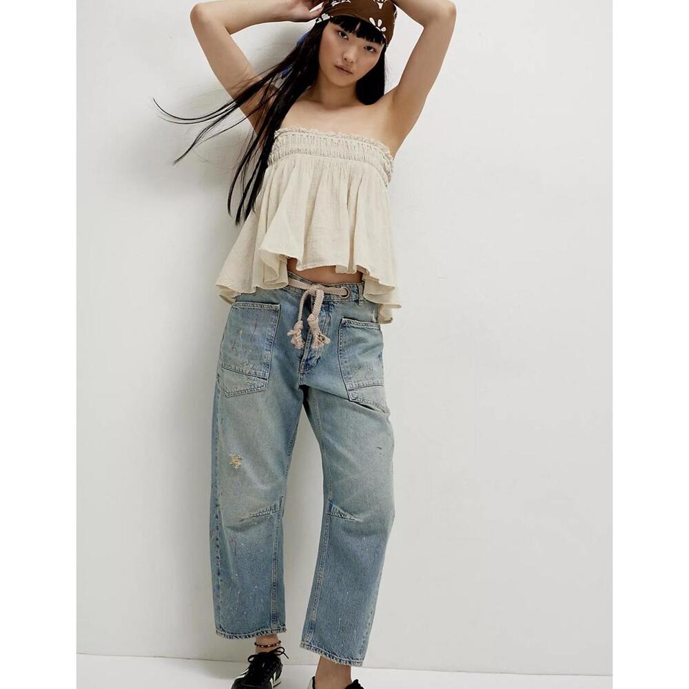 Free People Light Blue Baggy Jeans